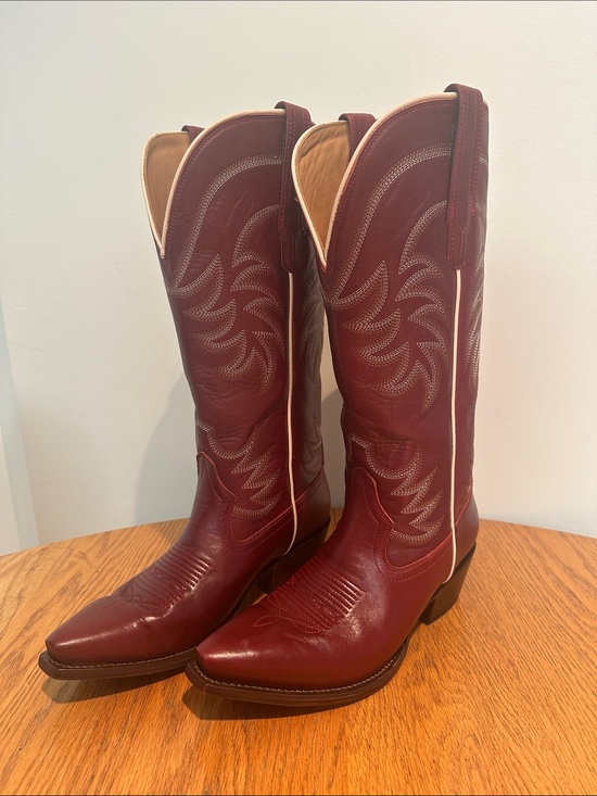 Tecovas Shoes - Tecovas—The Annie Wide-Calf Women’s Burgundy Leather Western Cowboy Boots -